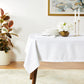 Violet Linen European Novelties Ribbed Striped Pattern, Polyester Woven Jacquard, Dining Room, Party Banquet and Holiday, White, Rectangular Tablecloths