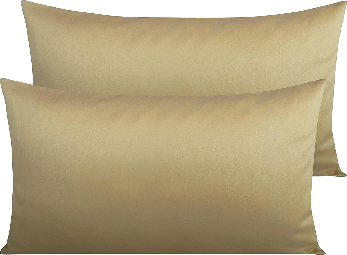 Violet Linen Premium Percale Pillowcase - Breathable, Extra Soft and Comfortable - Set of 2, Gold