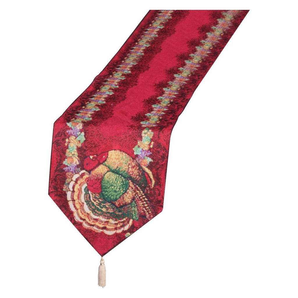Happy Thanksgiving - Fall Harvest Tapestry Pattern Decorative Table Runner
