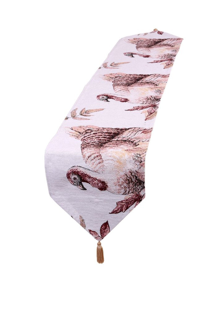 Happy Thanksgiving - Fall Harvest Tapestry Pattern Decorative Table Runner