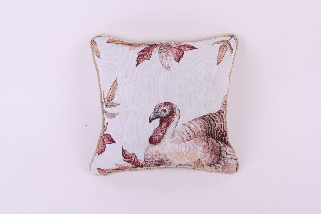 Happy Thanksgiving - Fall Harvest Tapestry Pattern Decorative Accent Throw Pillow