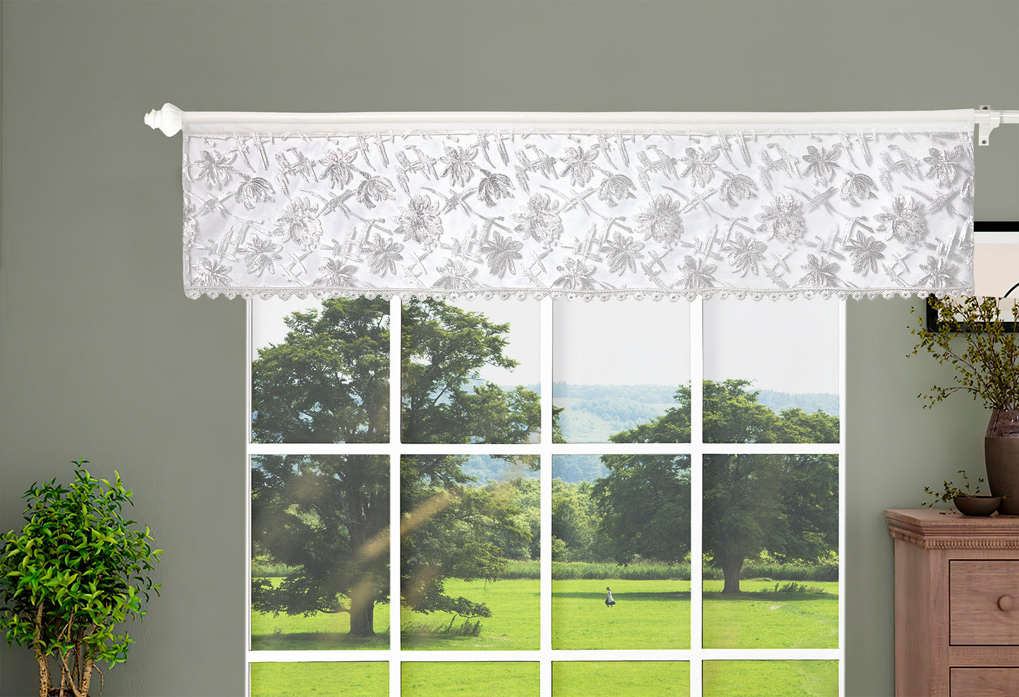 Merce Floral Patern Decorative Window Treatment Rod Pocket Curtain Straight Valance