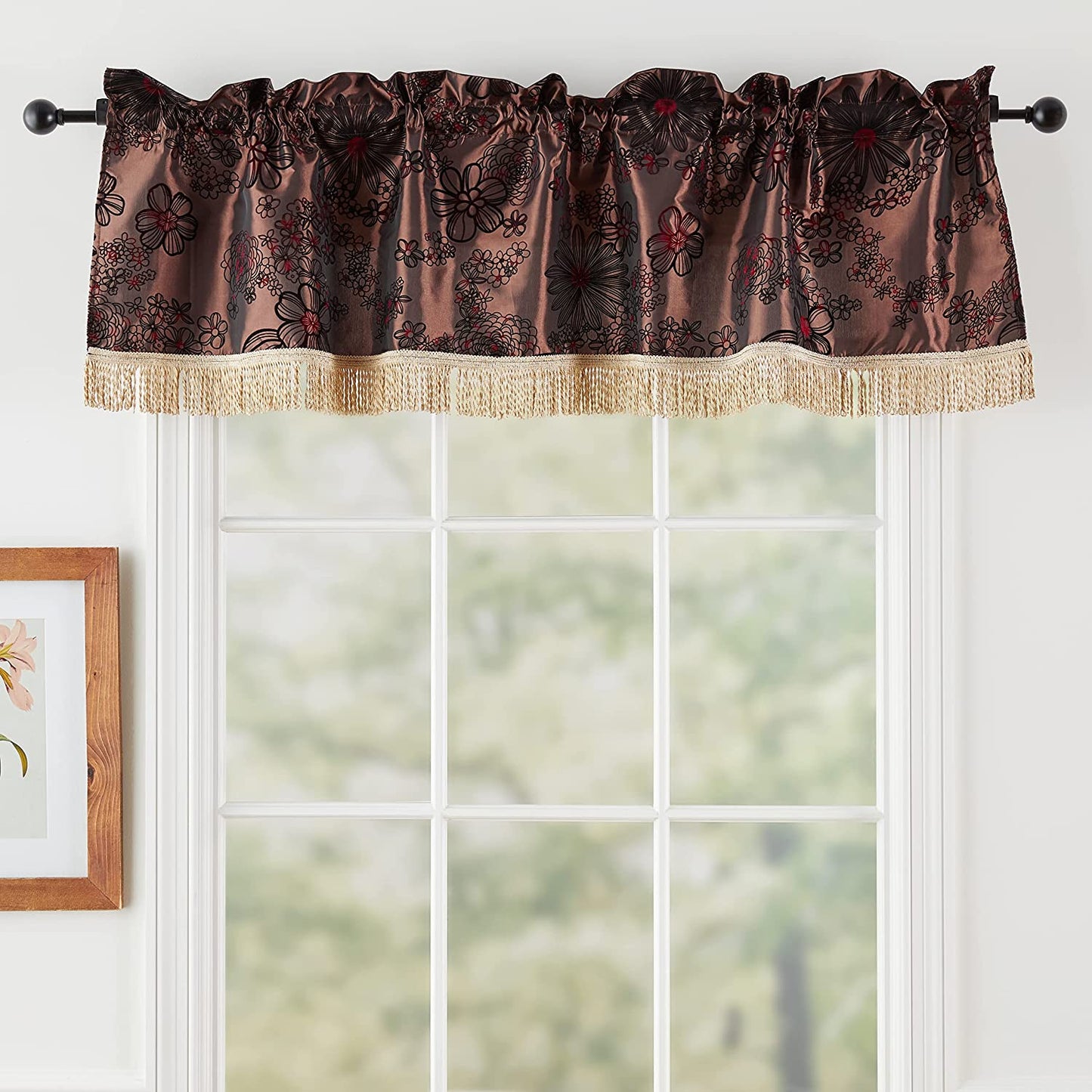 Silky Bloom Daisy Flower Pattern Decorative Window Treatment Rod Pocket Curtain Straight Valance
