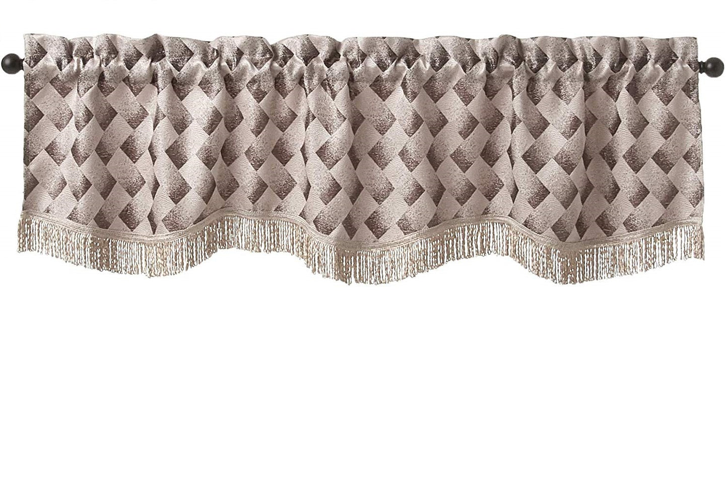 Princess Geometric Abstract Herringbone Blocks Design Decorative Window Treatment Rod Pocket Curtain Straight Valance