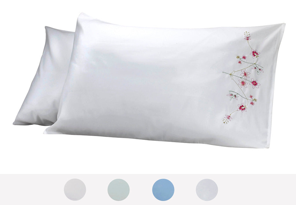 Sensation Floral Embroidery Pattern Set of 2 - Pillow Cases