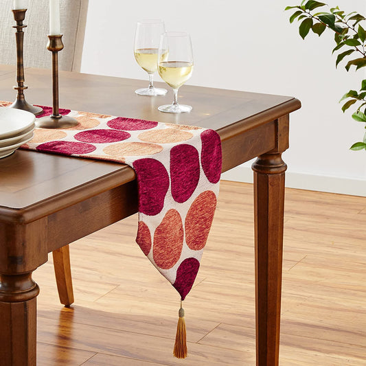 Chenille Circle Spots Pattern Decorative Table Runner