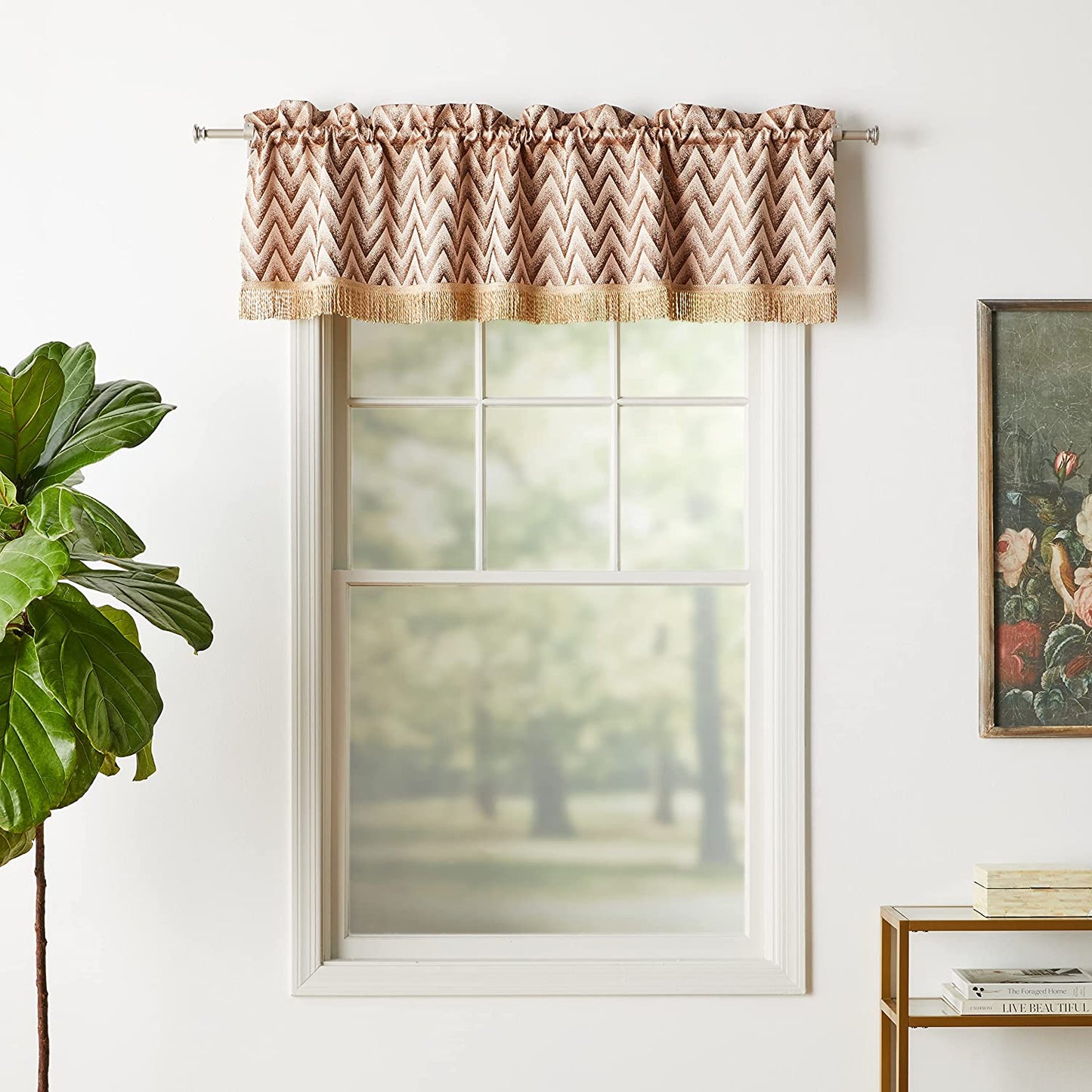 Indiana Chevron Pattern Decorative Window Treatment Rod Pocket Curtain Straight Valance