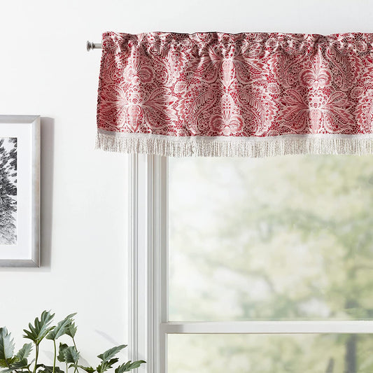 Pacifica Lace Look Damask Pattern Decorative Window Treatment Rod Pocket Curtain Straight Valance