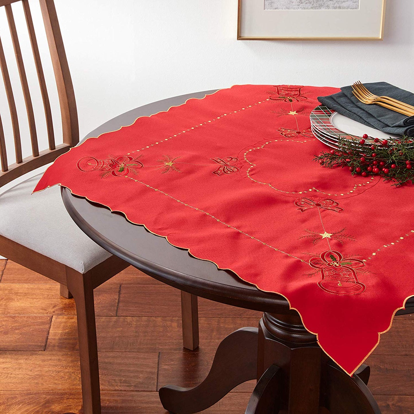 Seasonal Christmas Embroidered Design Decorative Table Toppers