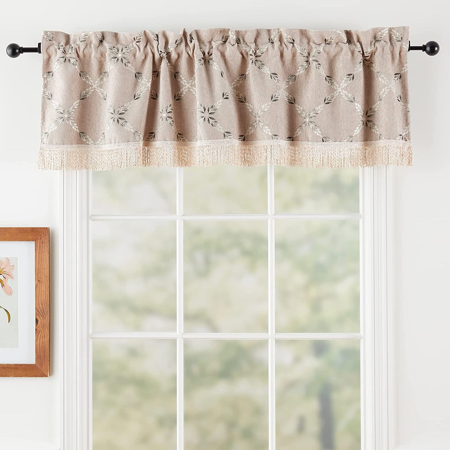 Pacifica Diamonds Pattern Decorative Window Treatment Rod Pocket Curtain Straight Valance