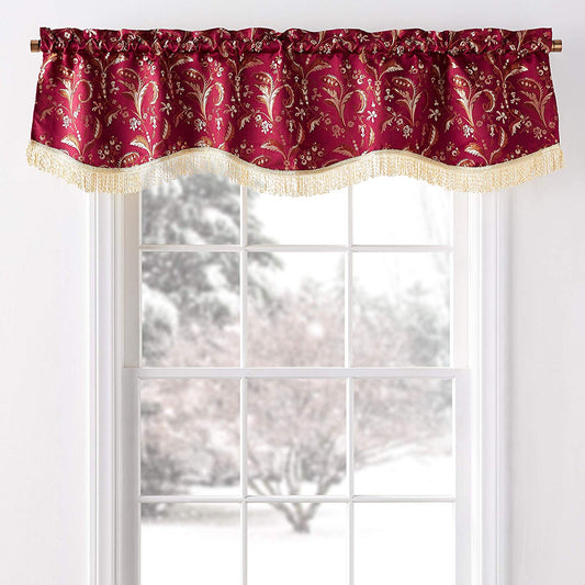 Luxury Damask Decorative Window Treatment Rod Pocket Curtain Straight Valance