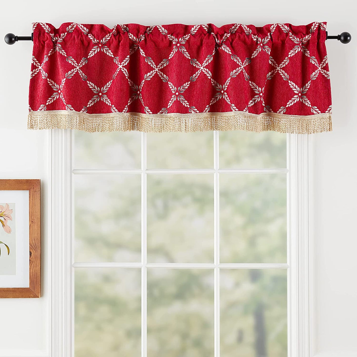 Pacifica Diamonds Pattern Decorative Window Treatment Rod Pocket Curtain Straight Valance