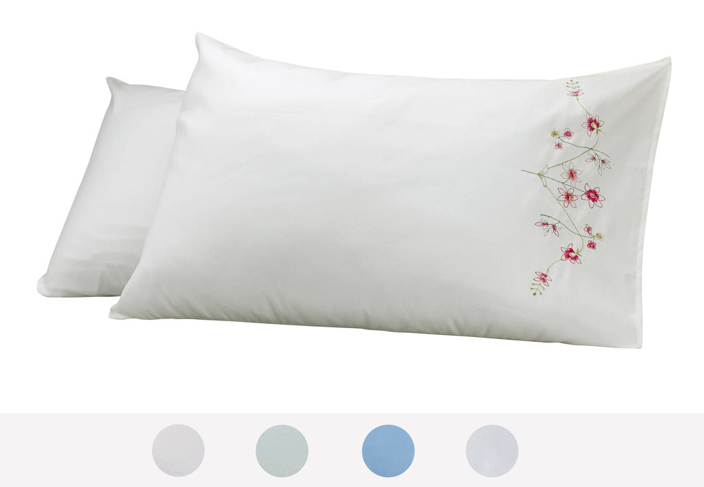 Sensation Floral Embroidery Pattern Set of 2 - Pillow Cases