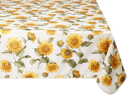 Classic Euro Sunflower tablecloth, flat lay