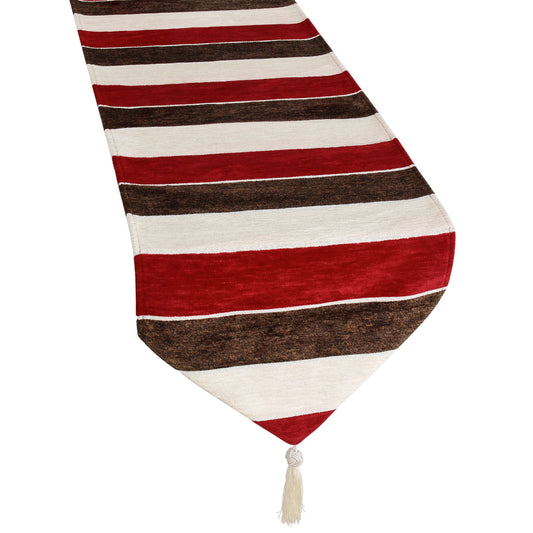 Deluxe Chenille, Striped Design Decorative Table Runner