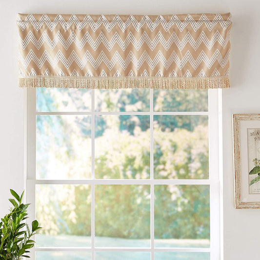 Indiana Chenille Chevron Design Decorative Window Treatment Rod Pocket Curtain Straight Valance