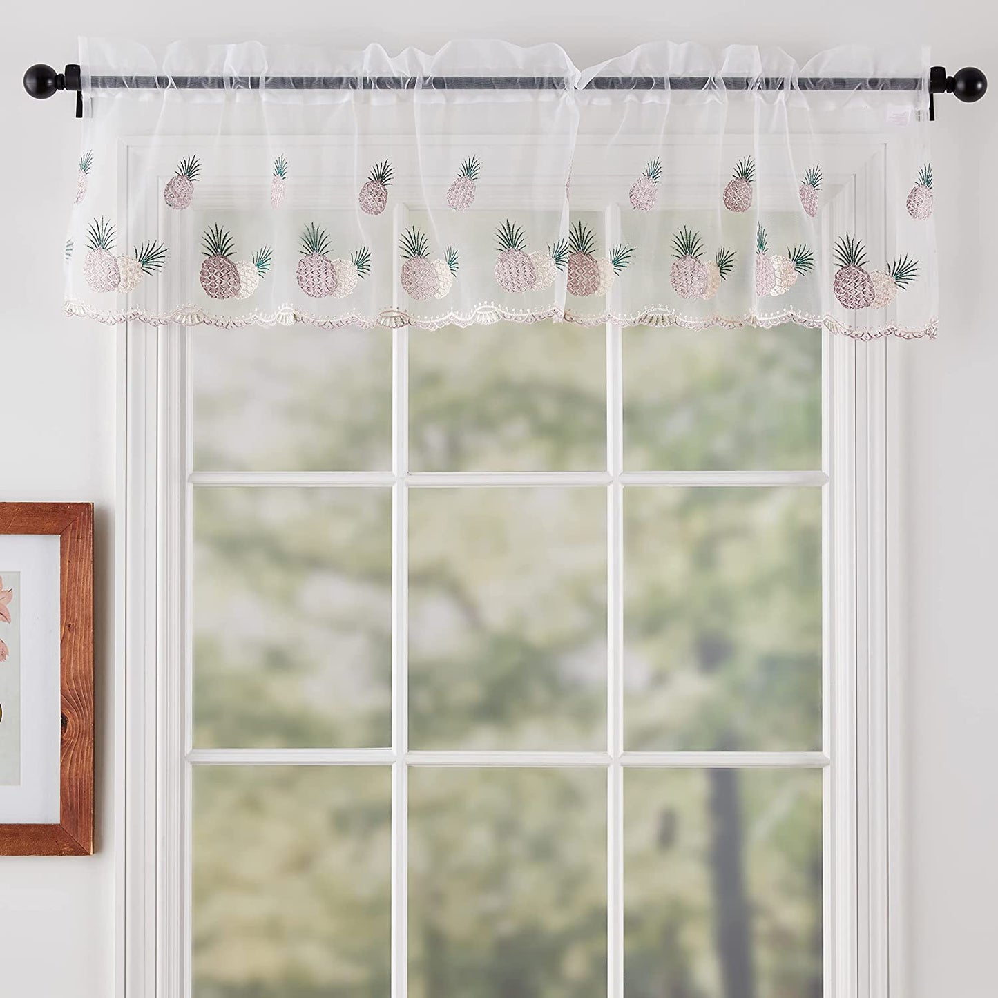 Paris Vintage Butterfly Boutique Lace Pattern Decorative Window Treatment Rod Pocket Curtain Straight Valance