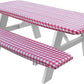 Deluxe Checkered Gingham Pattern, 3-Piece Set, Picnic Table Cover