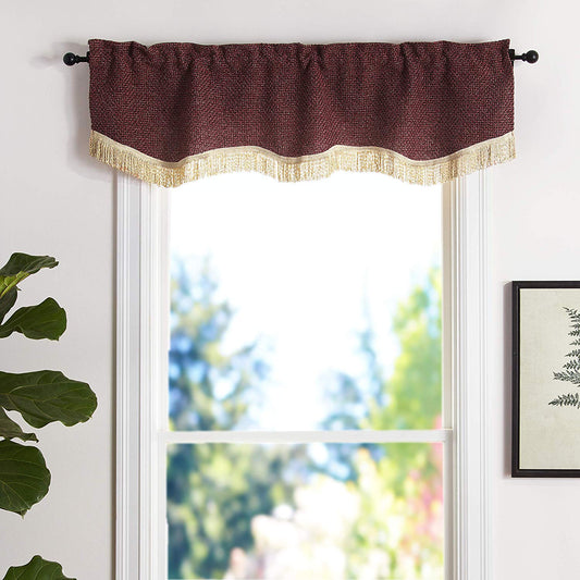 Chenille Basket Weave Design Decorative Window Treatment Rod Pocket Curtain Straight Valance