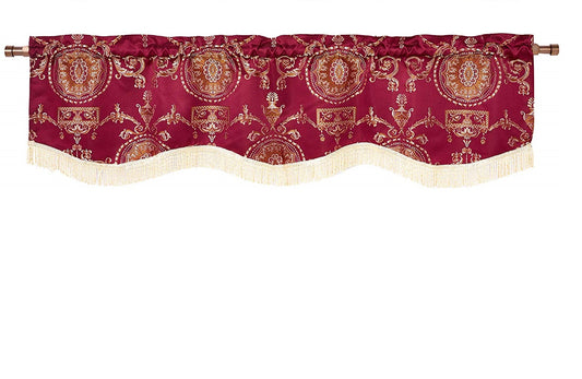 Prestige Damask Decorative Window Treatment Rod Pocket Curtain Straight Valance