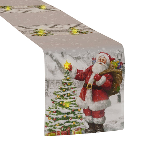 Violet Linen Glories Decorative Illuminated LED Christmas Table Runner, 12" x 70", Candles Design