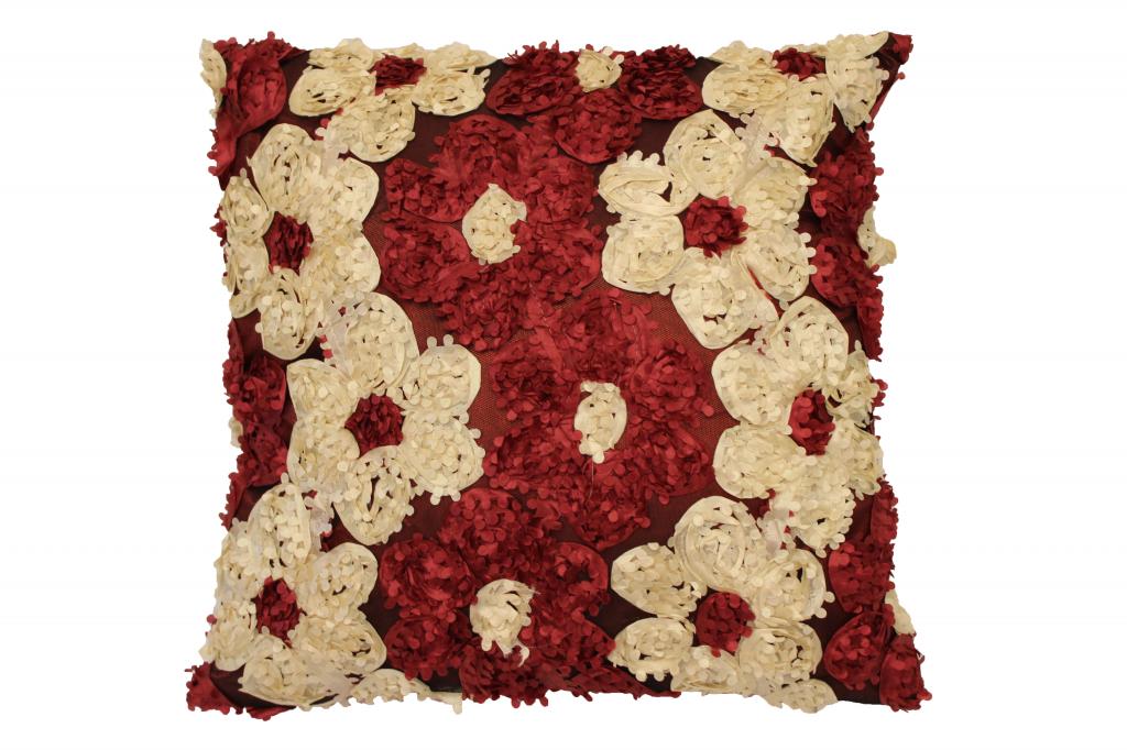 Silky Rosetta Vintage Decorative Accent Throw Pillow