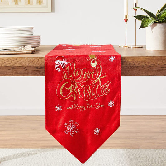 Seasonal Xmas Christmas Holiday Glories Pattern Decorative Table Runner