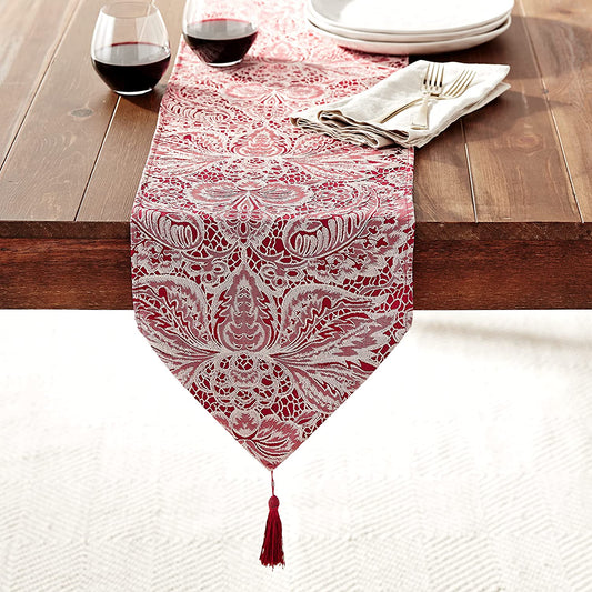Pacifica Lace Look Damask Pattern Decorative Table Runner