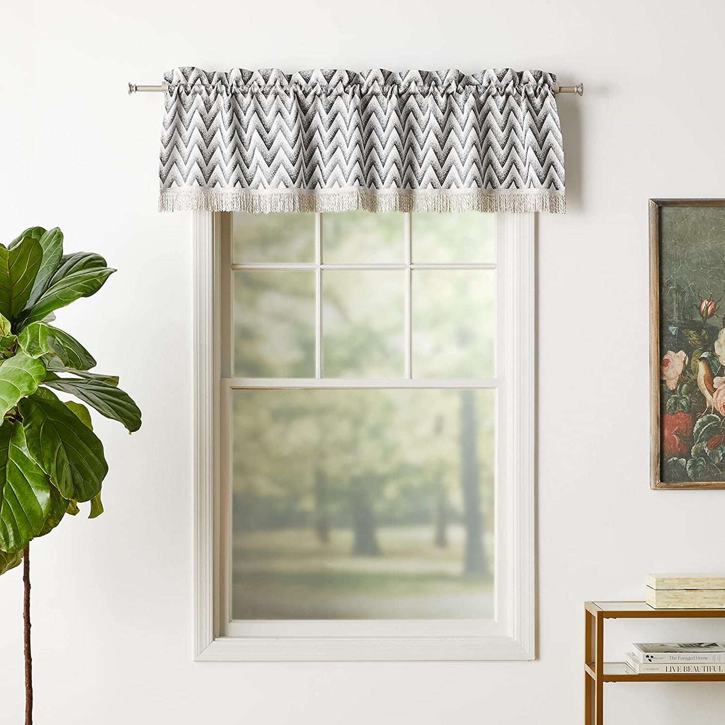 Indiana Chevron Pattern Decorative Window Treatment Rod Pocket Curtain Straight Valance