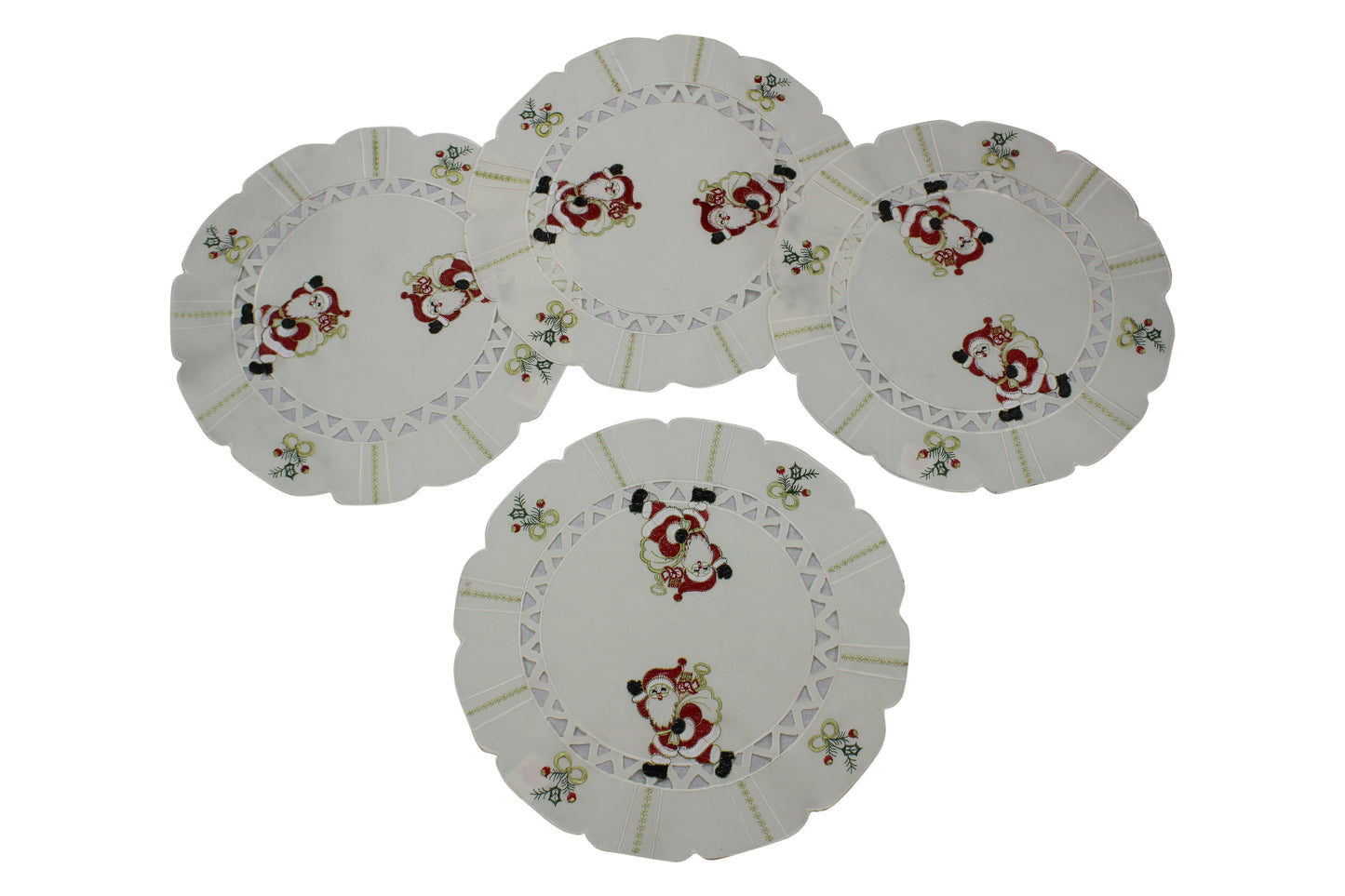 Santa Claus Holly Bows Embroidery Pattern Decorative Place Mats