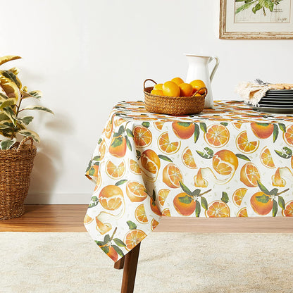 Oranges Citrus Floral tablecloth, styled table setting