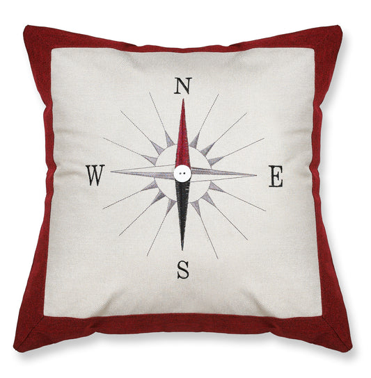 Rosetta Classic Embroidered Compass Decorative Throw Pillow Covers