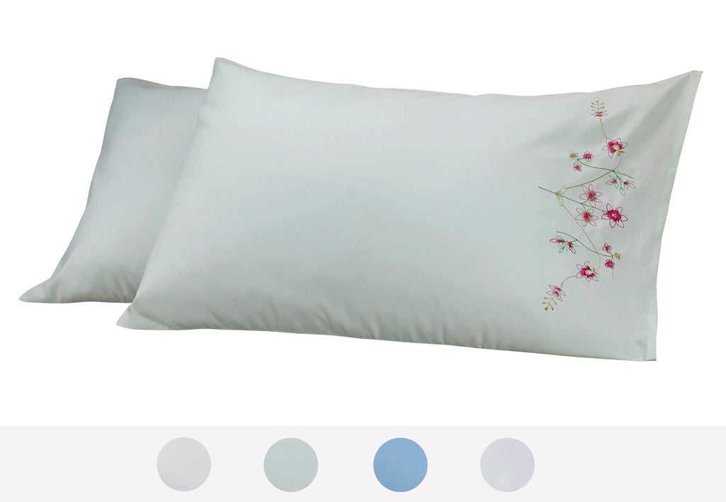 Sensation Floral Embroidery Pattern Set of 2 - Pillow Cases