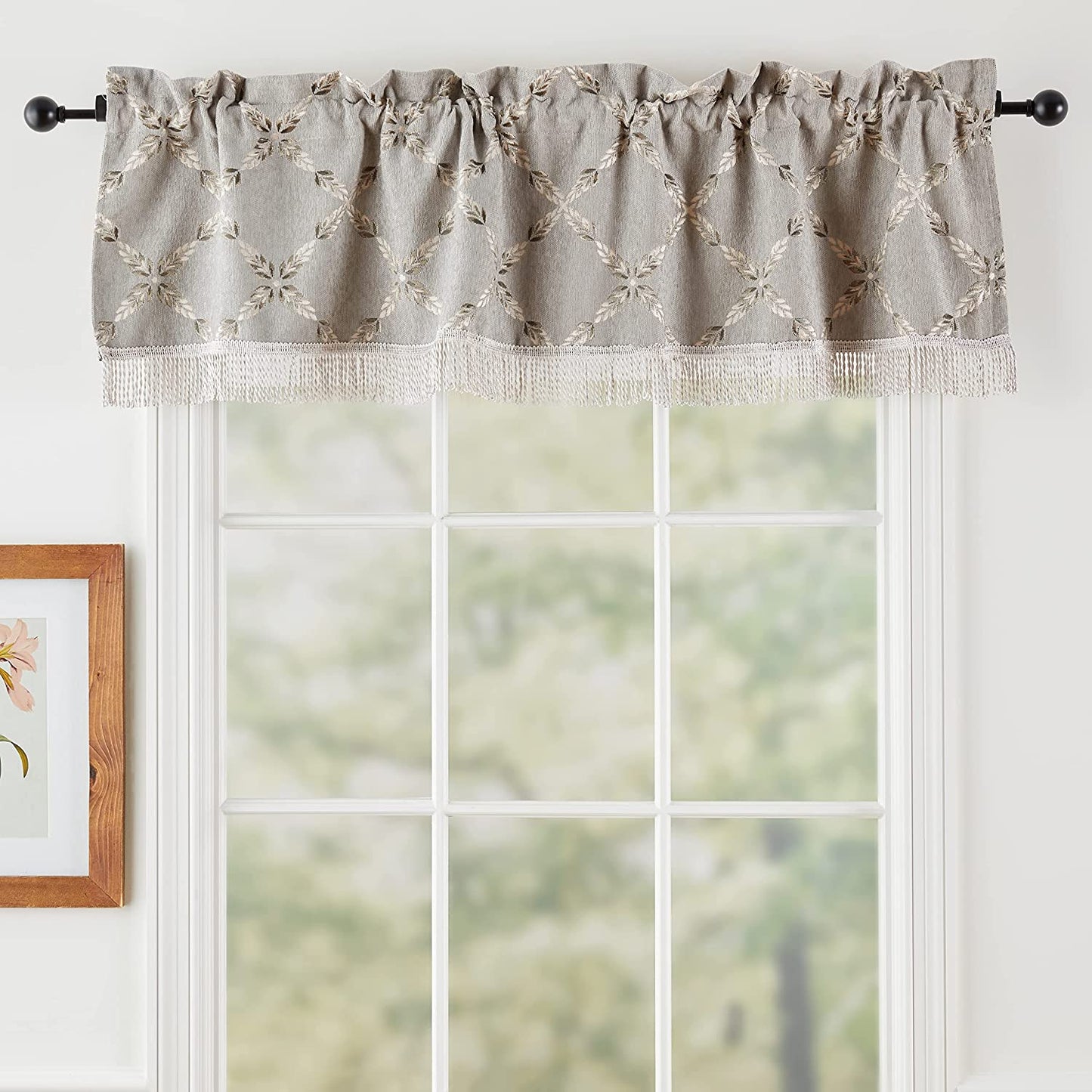 Pacifica Diamonds Pattern Decorative Window Treatment Rod Pocket Curtain Straight Valance