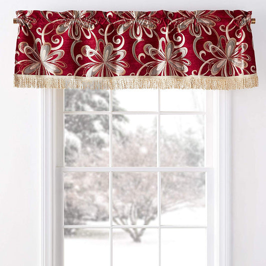 Chenille Chateau Vintage Floral Design Decorative Window Treatment Rod Pocket Curtain Straight Valance